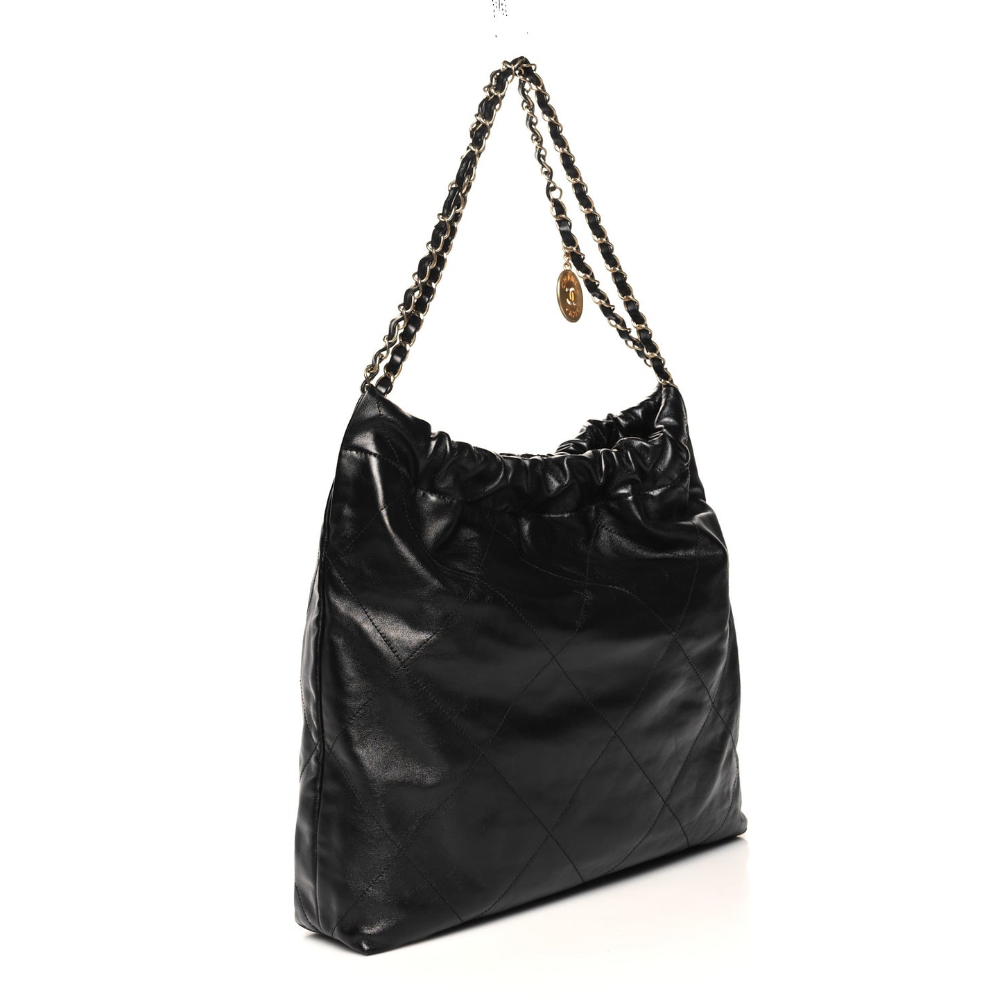 Shiny Calfskin Quilted Chanel 22 Black