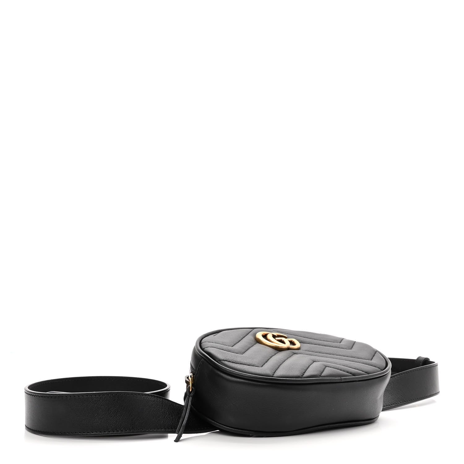 Gucci Calfskin Matelasse GG Marmont Belt Bag 75 30 Black 4 of 10