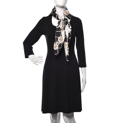 Chanel Silk CC Camellia Scarf White Black 2 of 5