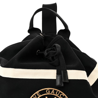 Saint Laurent Canvas Rive Gauche Drawstring Backpack Black White 8 of 15