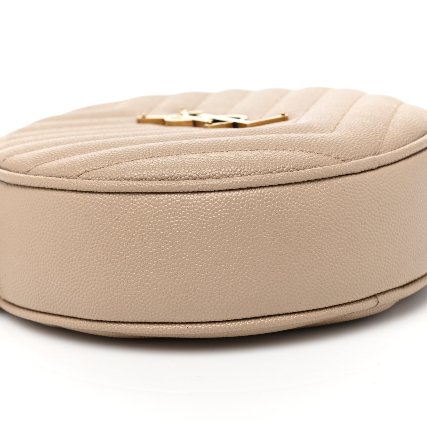 Grain De Poudre Matelasse Chevron Quilted Round Vinyle Camera Bag Dark Beige