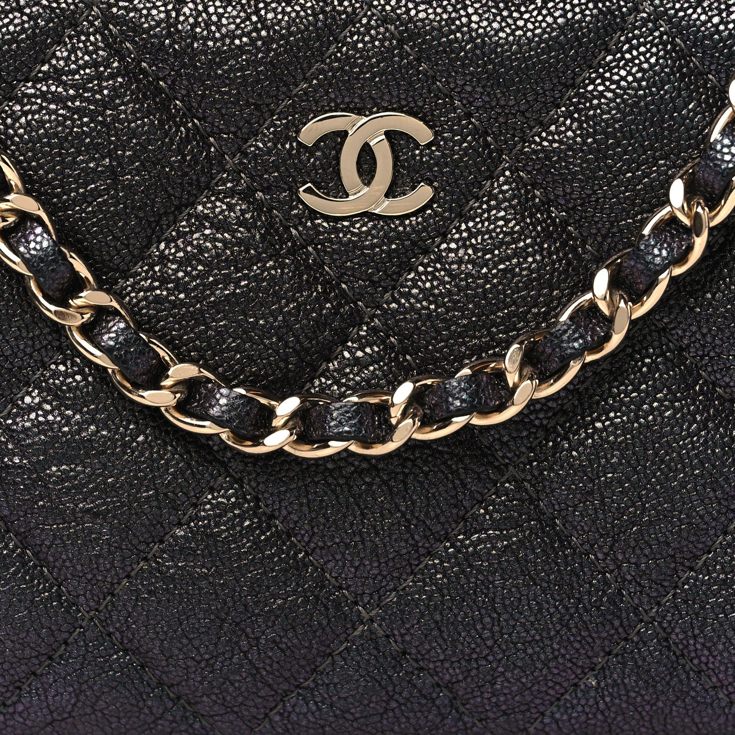 Chanel Iridescent Caviar Quilted Small Clutch With Chain Black 9 of 11
