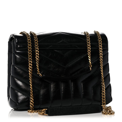 Saint Laurent Calfskin Y Quilted Monogram Small Loulou Chain Satchel Black 3 of 15