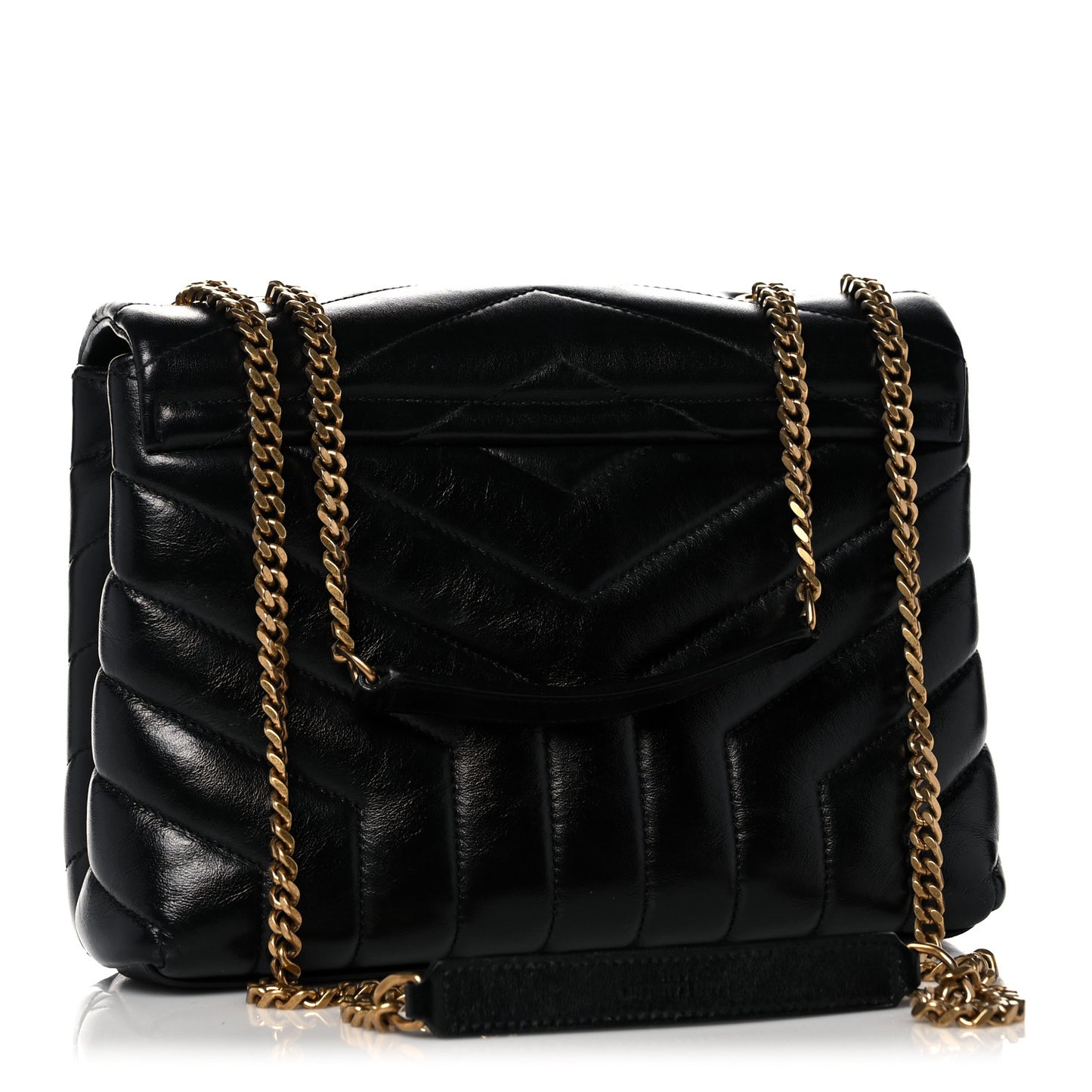 Calfskin Y Quilted Monogram Small Loulou Chain Satchel Black