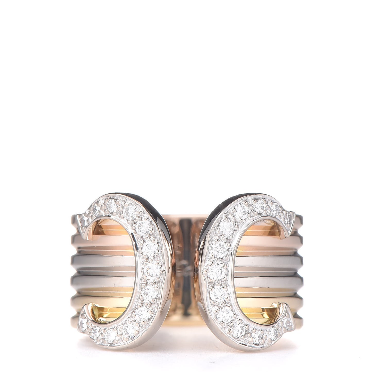 18K Pink Yellow White Gold Diamond C De Ring 56 7