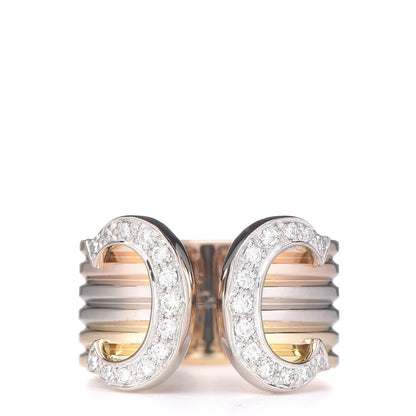 Cartier 18K Pink Yellow White Gold Diamond C De Ring 56 7 1 of 7