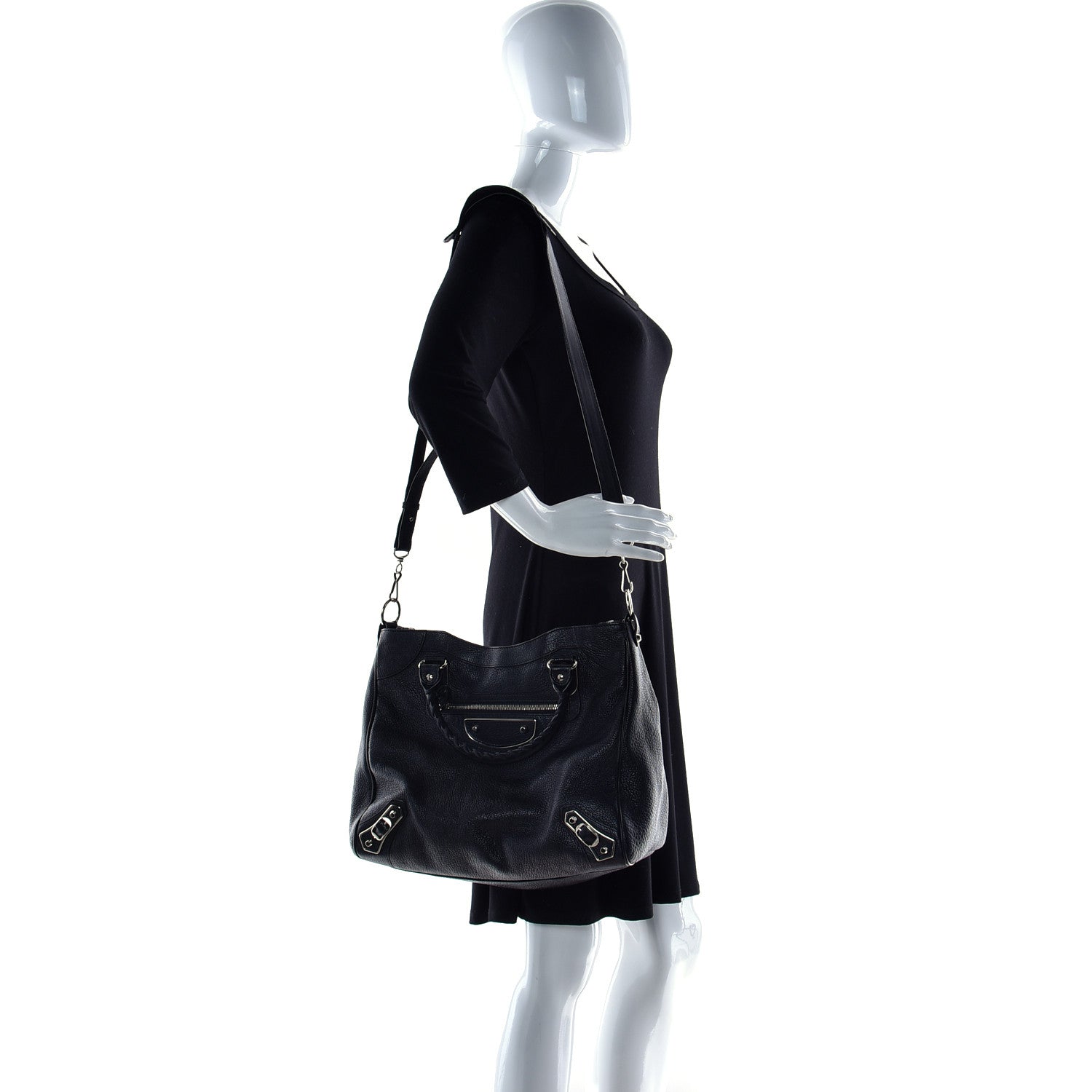 Balenciaga Chevre Silver Metallic Edge Hardware Velo Black 2 of 11
