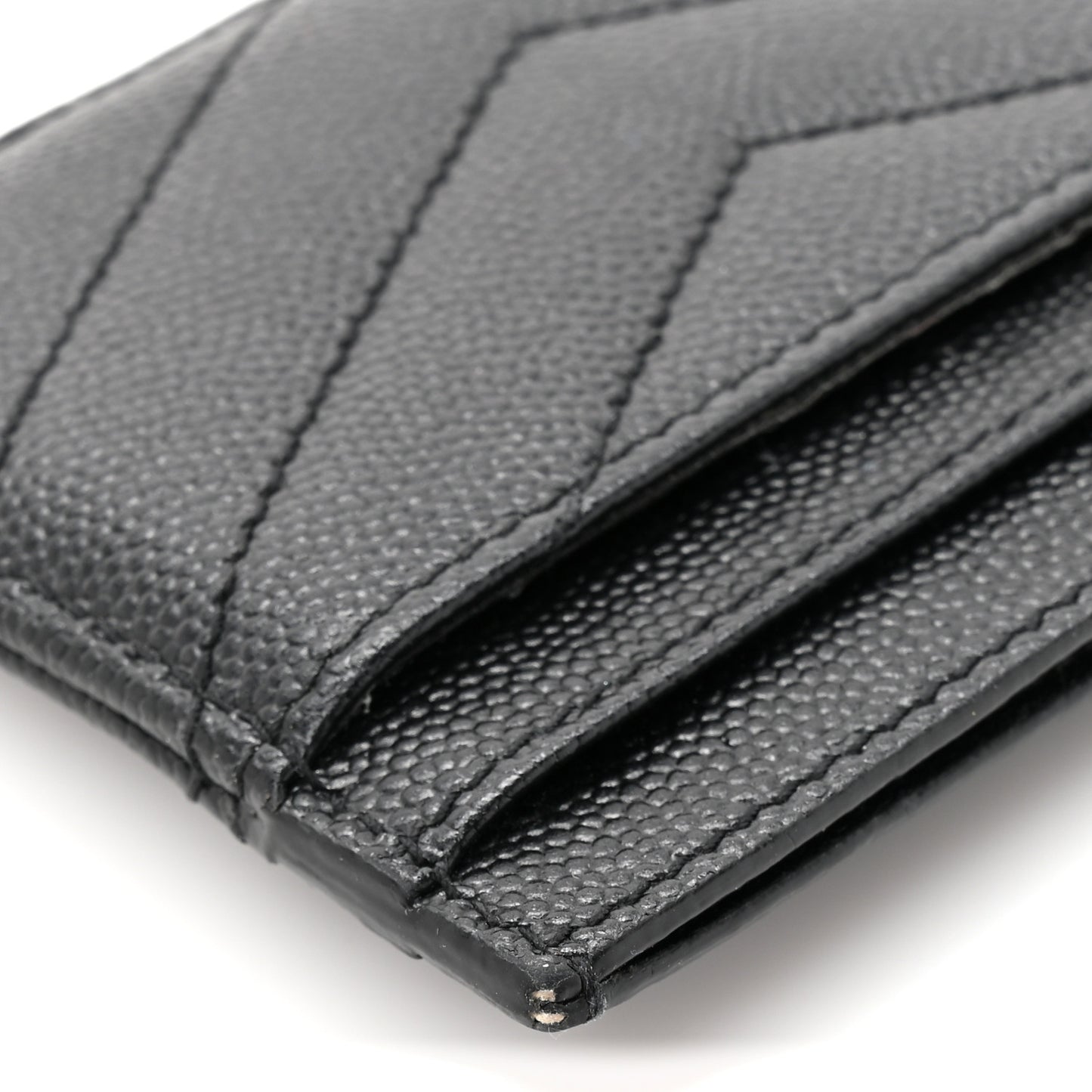Grain De Poudre Matelasse Chevron Monogram Credit Card Case Black