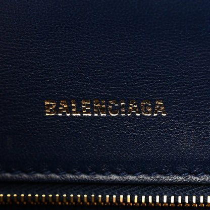 Balenciaga Shiny Calfskin Crocodile Embossed Small Hourglass Top Handle Bag Navy 6 of 11