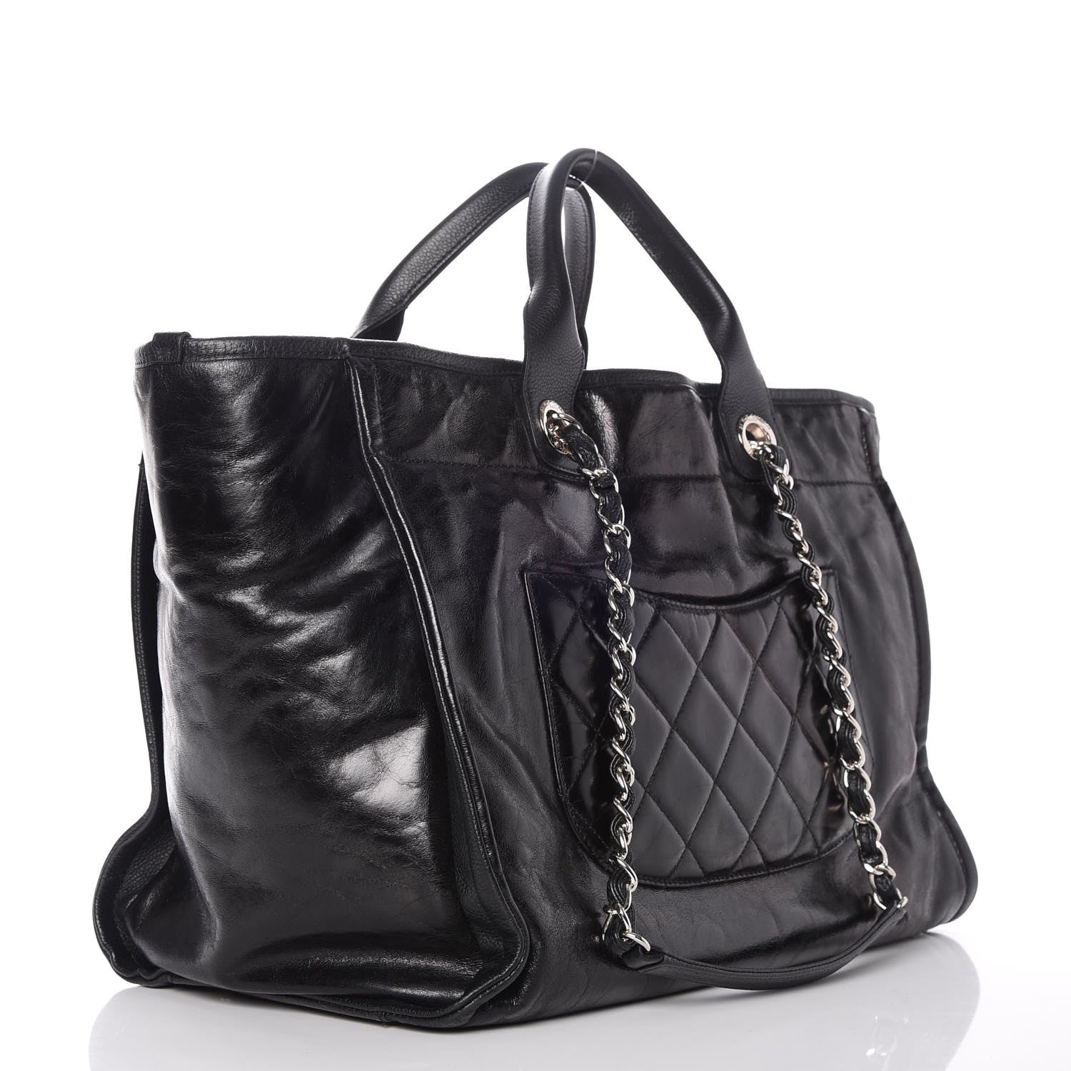 Chanel Glazed Calfskin Large Deauville Tote Black 3 of 9