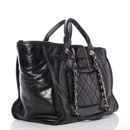 Chanel Glazed Calfskin Large Deauville Tote Black 3 of 9