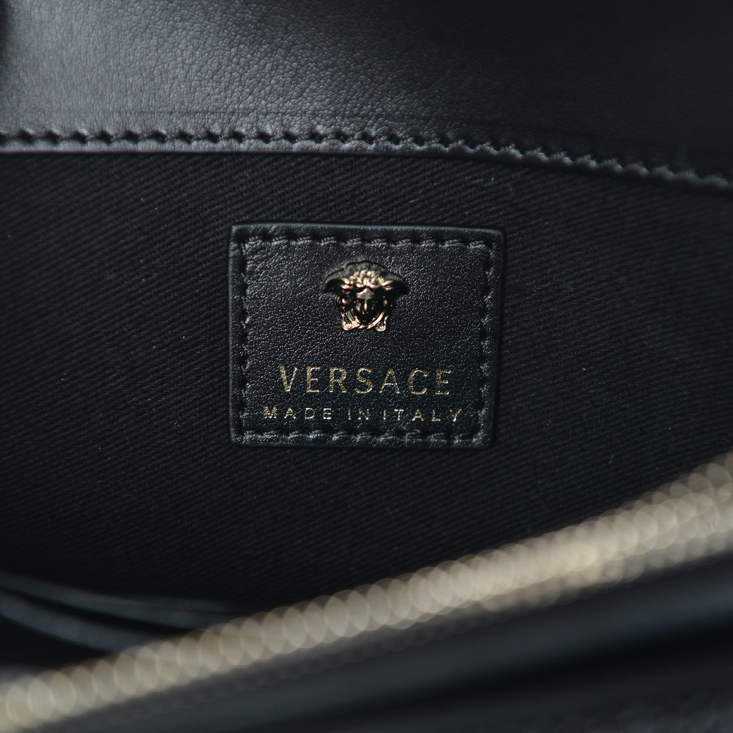Versace Calfskin Palazzo Crystal Chain Evening Bag Black 6 of 7