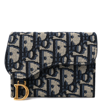 Christian Dior Oblique Saddle 5-Gusset Card Holder Blue 1 of 11