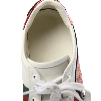 Gucci Calfskin Web Floral Embroidered Womens Ace Sneakers 35.5 White 6 of 10
