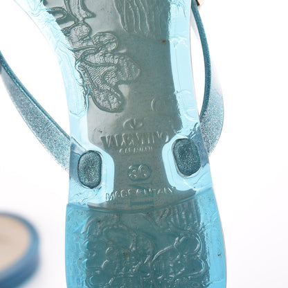 Valentino Garavani PVC Jelly Glitter Rockstud Bow Thong Sandals 36 Cerulean 7 of 8