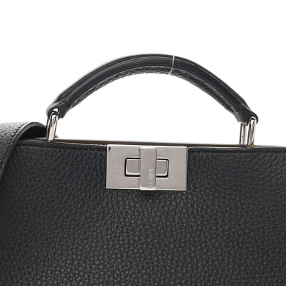 Fendi Cuoio Romano Vitello Cover Glazed Fabric Bi-Color FF 1974 Mini Peekaboo I SEE U Satchel Black Mimosa Tobacco Moro 9 of 11