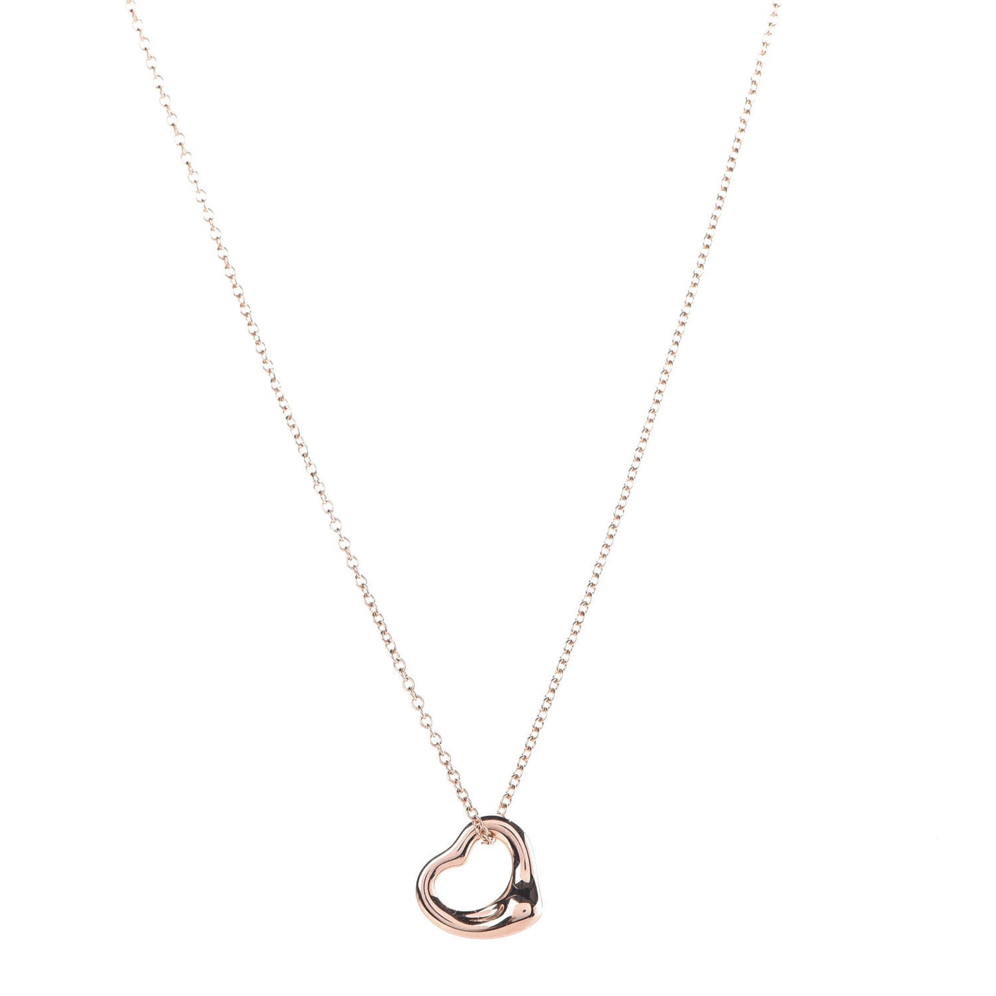 18K Rose Gold 11mm Elsa Peretti Open Heart Pendant Necklace