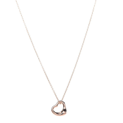 Tiffany 18K Rose Gold 11mm Elsa Peretti Open Heart Pendant Necklace 1 of 9