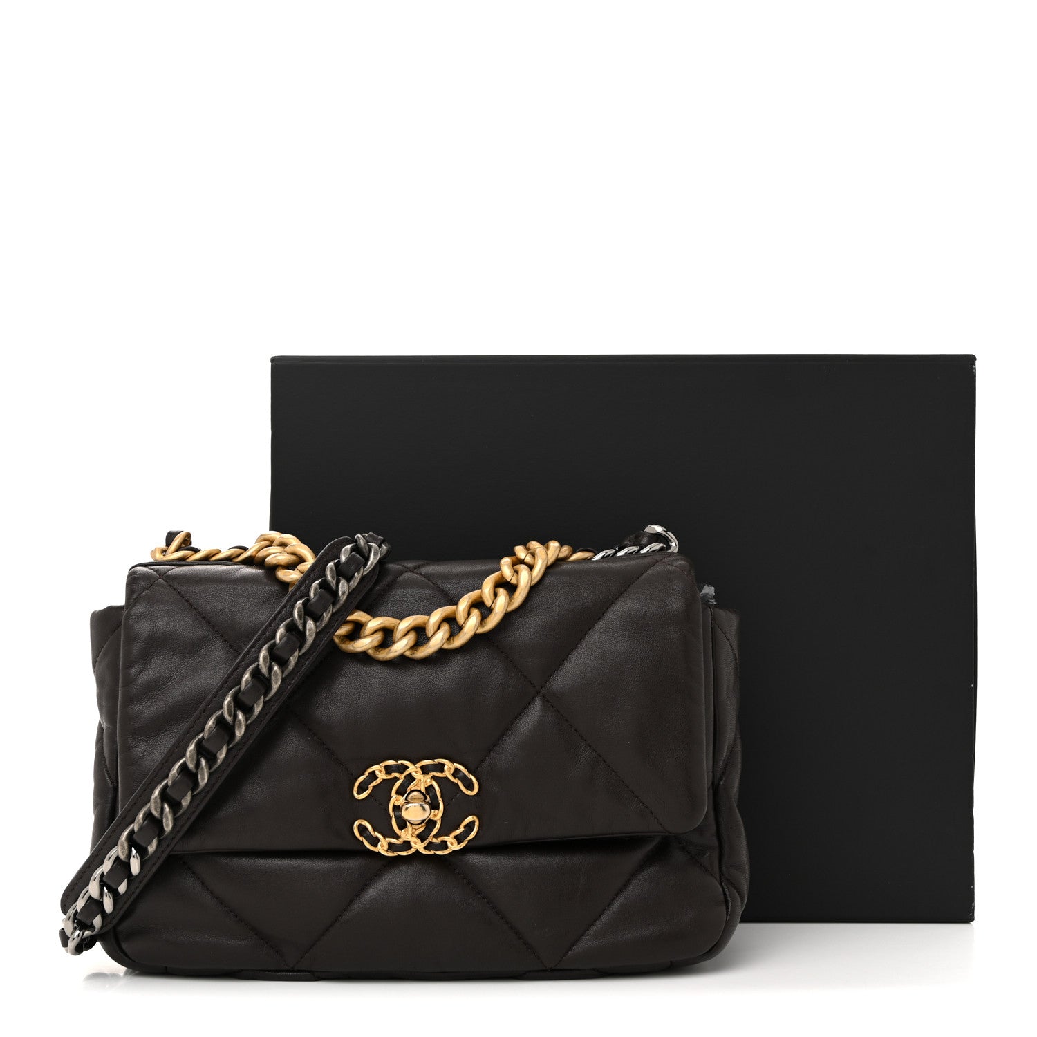 Chanel Lambskin Quilted Medium Chanel 19 Flap Dark Brown 13 of 13