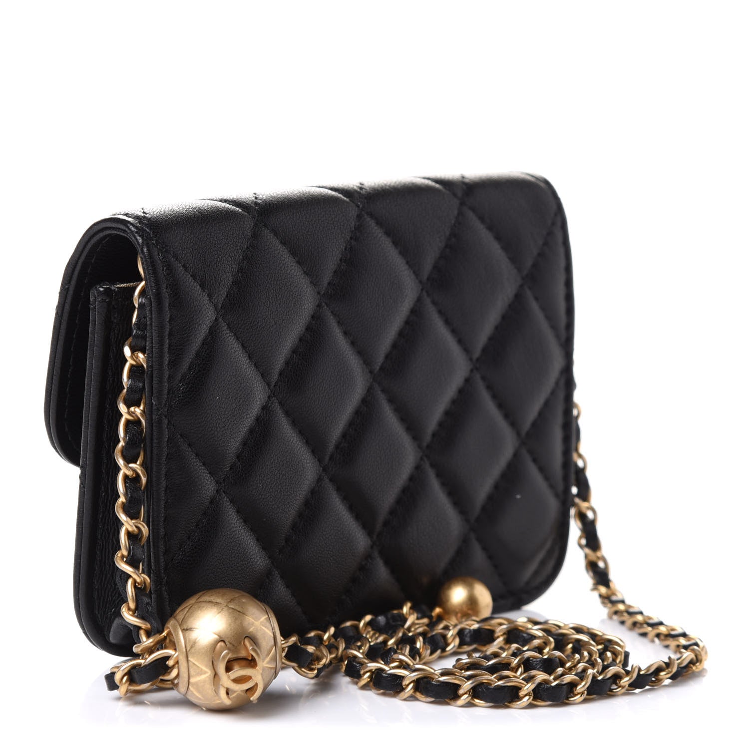 Chanel Lambskin Quilted Pearl Crush Clutch With Chain Black 4 of 12