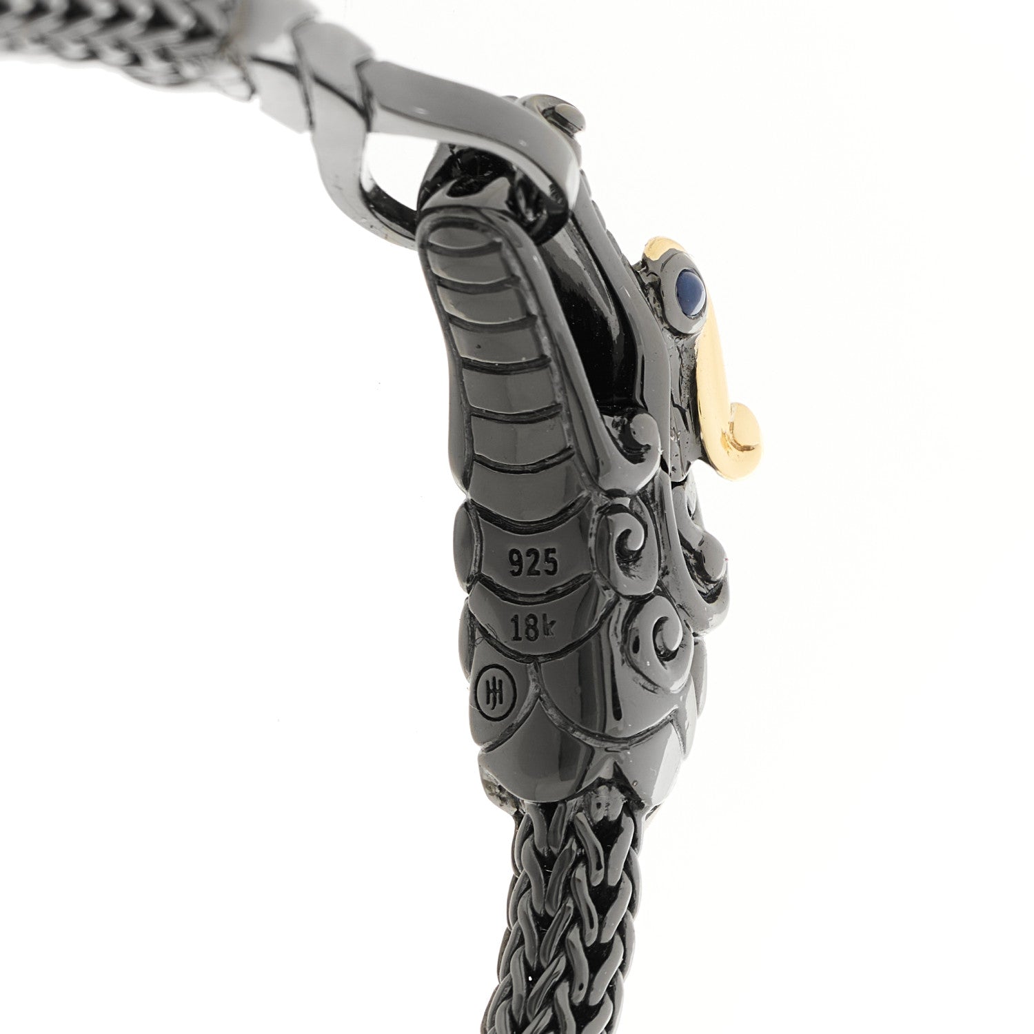 John Hardy Darkened Sterling Silver 18K Yellow Gold Blue Sapphire Legends Naga Dragon Bracelet 4 of 4