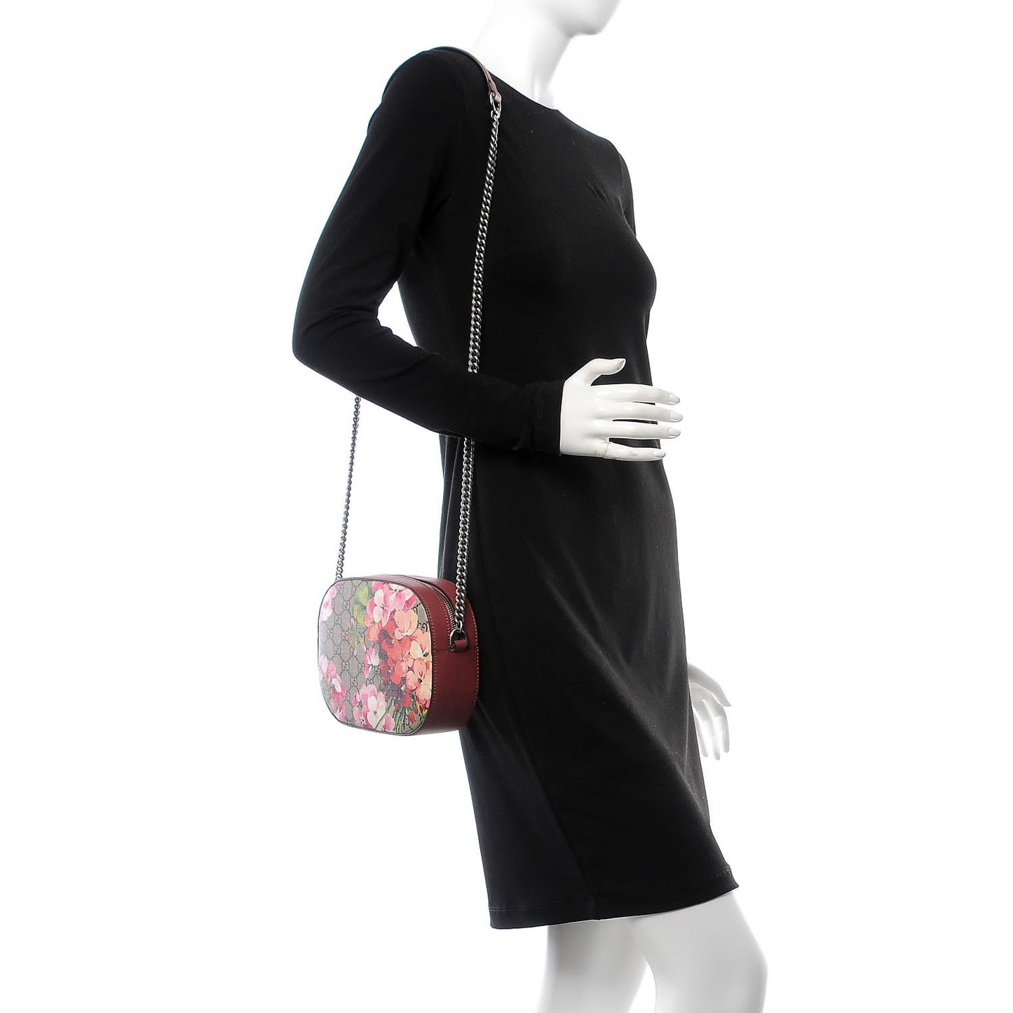GG Supreme Monogram Blooms Mini Chain Shoulder Bag Beige Multicolor Dry Rose