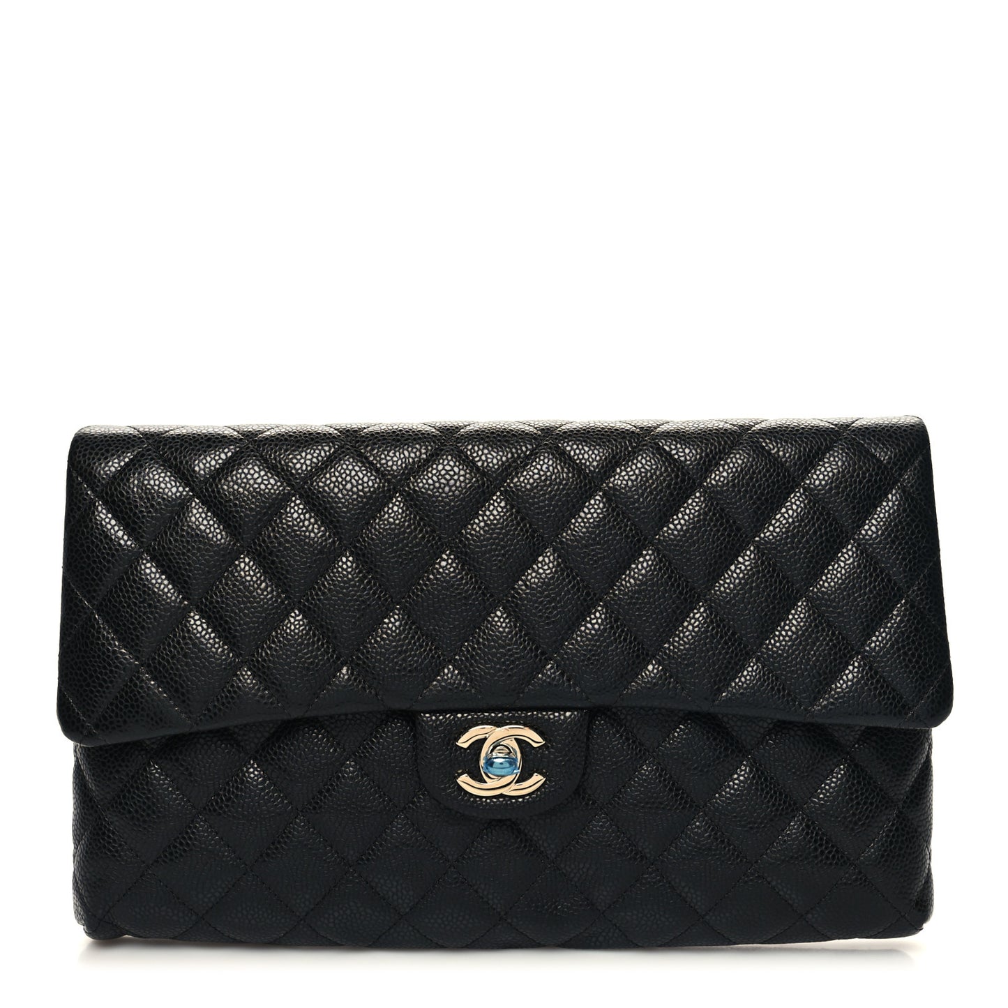 Caviar Quilted Flap Clutch Black