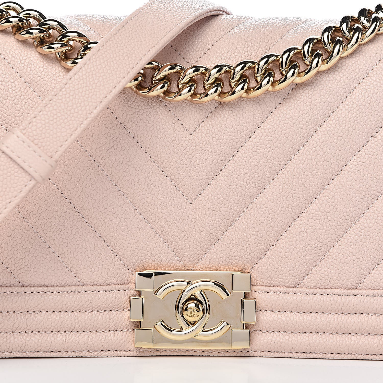 Chanel Caviar Chevron Quilted Medium Boy Flap Nude 15 of 15