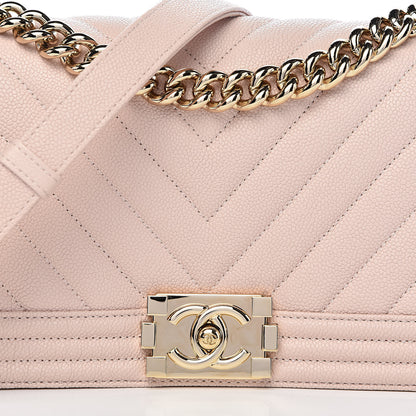 Chanel Caviar Chevron Quilted Medium Boy Flap Nude 15 of 15