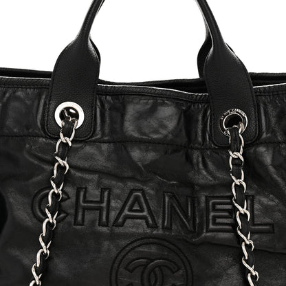 Chanel Glazed Calfskin Medium Deauville Tote Black 8 of 12