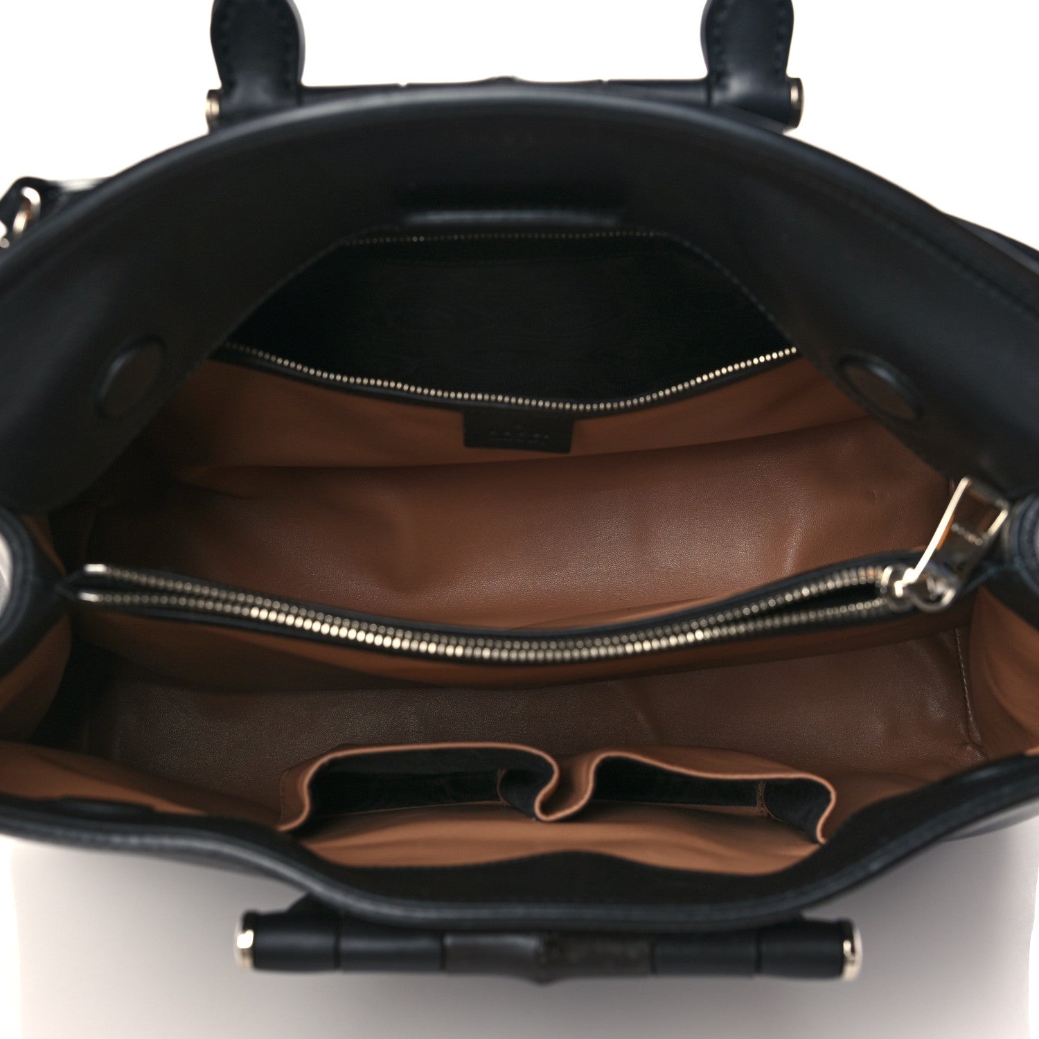 Gucci Calfskin Lady Bamboo Top Handle Bag Black 4 of 11