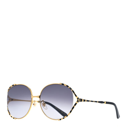 Gucci Metal Round Frame GG0595S Sunglasses Gold Black 1 of 7