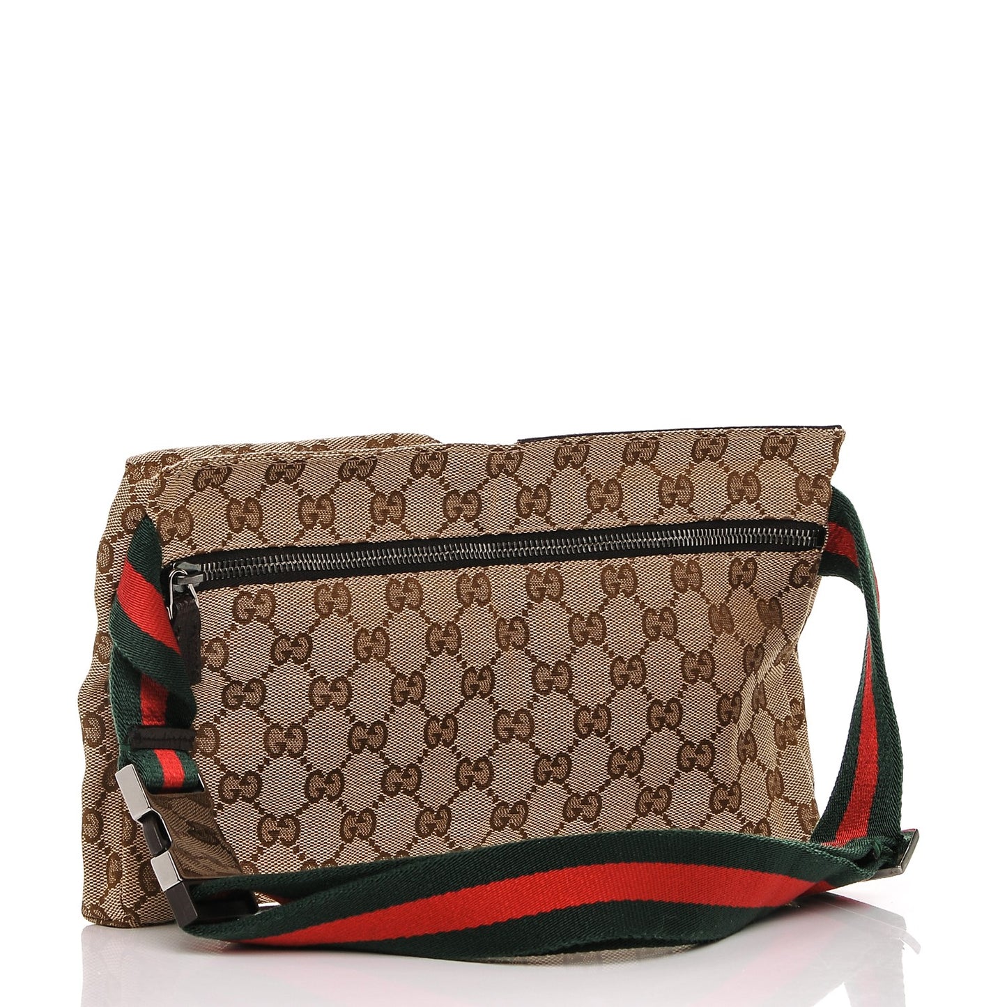 GG Monogram Double Pocket Belt Bag Dark Brown