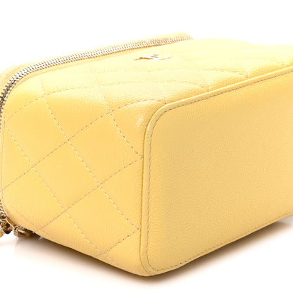 Chanel Caviar Quilted Small Tiny CC Vanity Case With Chain Yellow 9 of 11