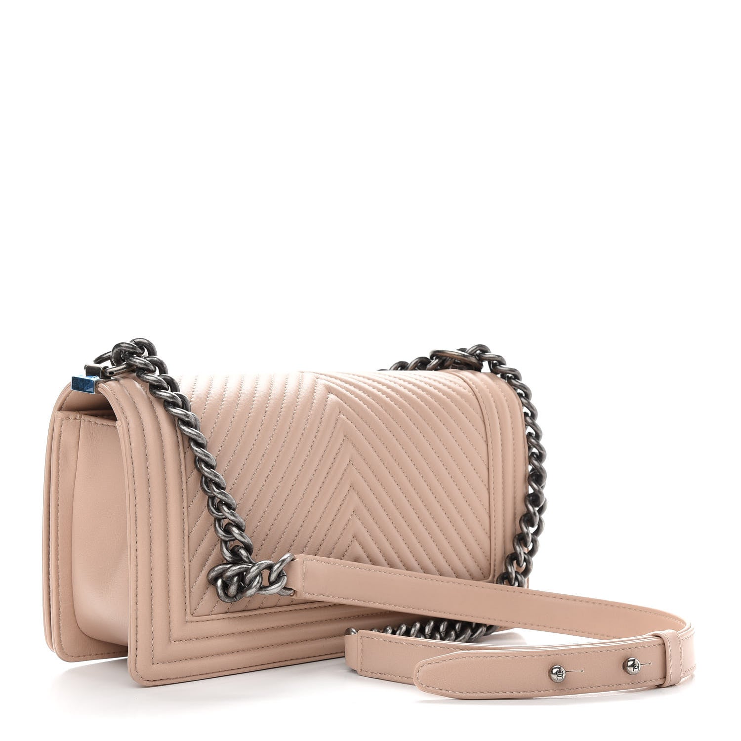 Chanel Lambskin Chevron Quilted Medium Boy Flap Beige 2 of 8