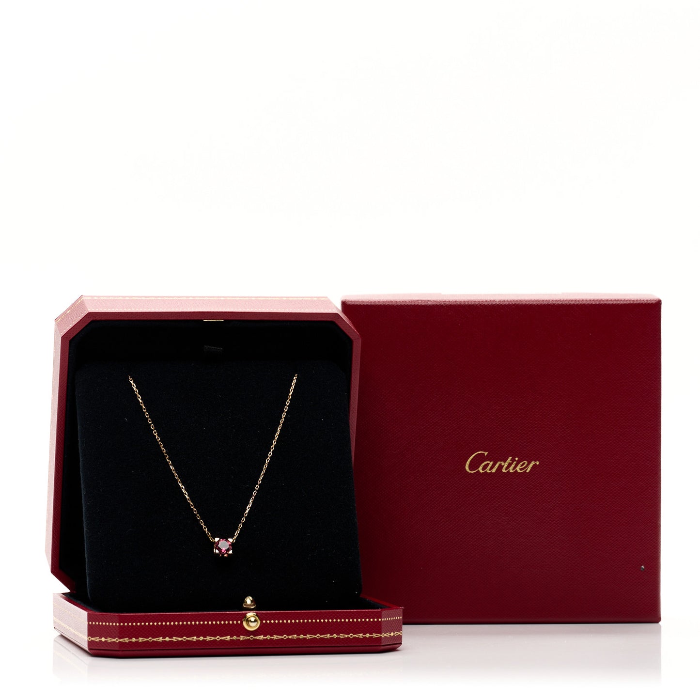 18K Pink Gold Pink Tourmaline C De Cartier Pendant Necklace