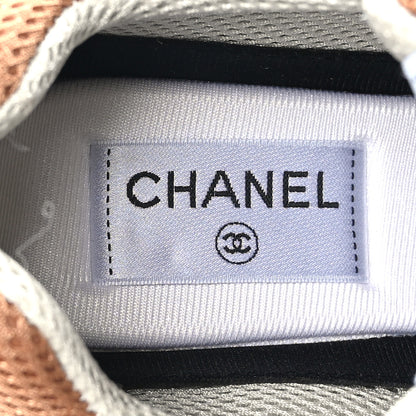 Chanel Fabric Laminated Calfskin Stretch CC Womens Sneakers 38 Brown Dark Grey 7 of 8