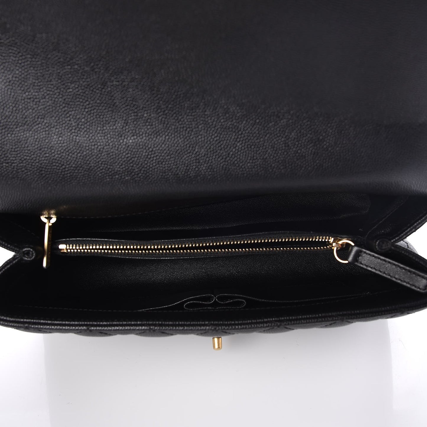 Caviar Lizard Quilted Small Coco Handle Flap Black
