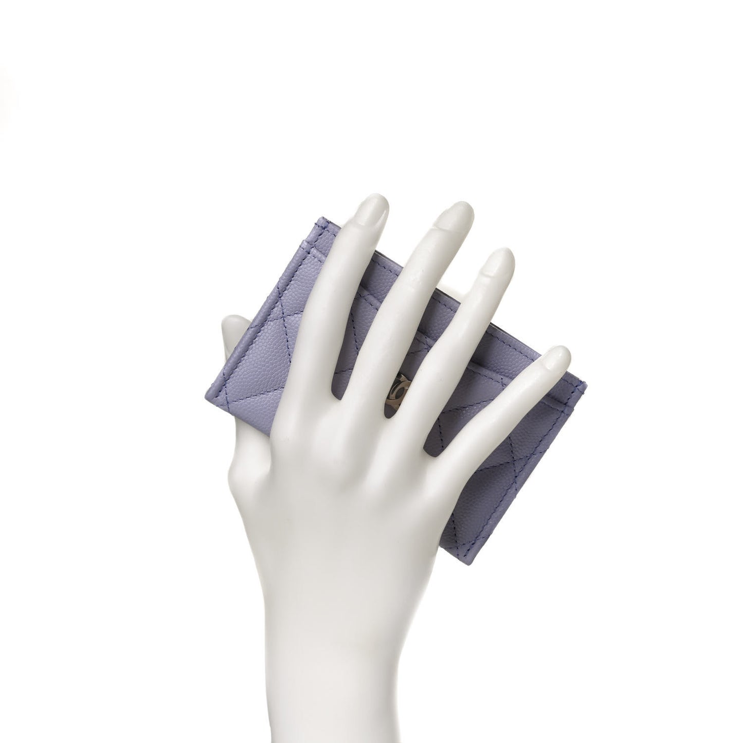 Caviar Quilted Card Holder Light Purple