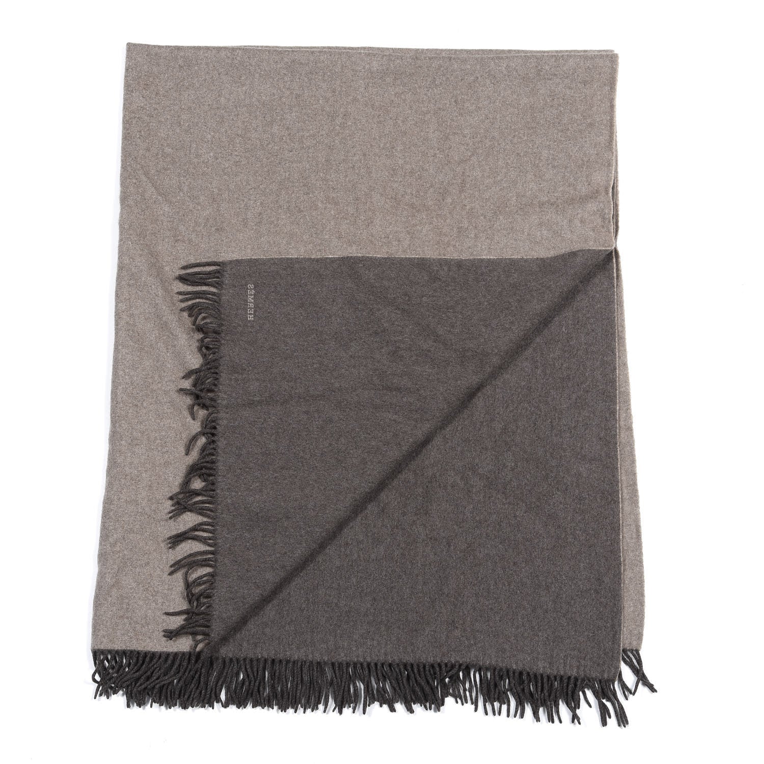 Hermes Cashmere Fringe Throw Blanket 2 of 5