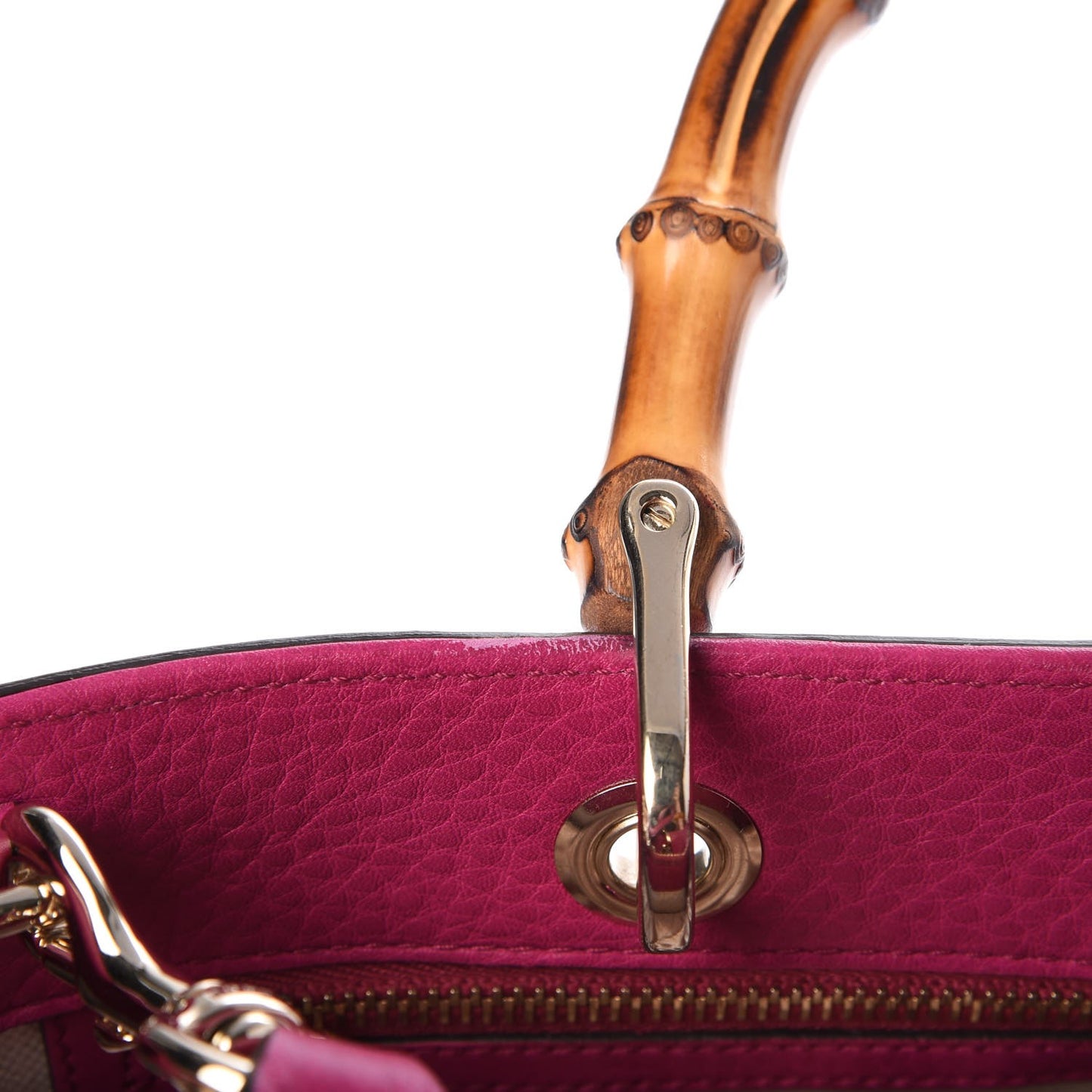 Pebbled Calfskin Medium Bamboo Shopper Tote Bright Bougainvillea