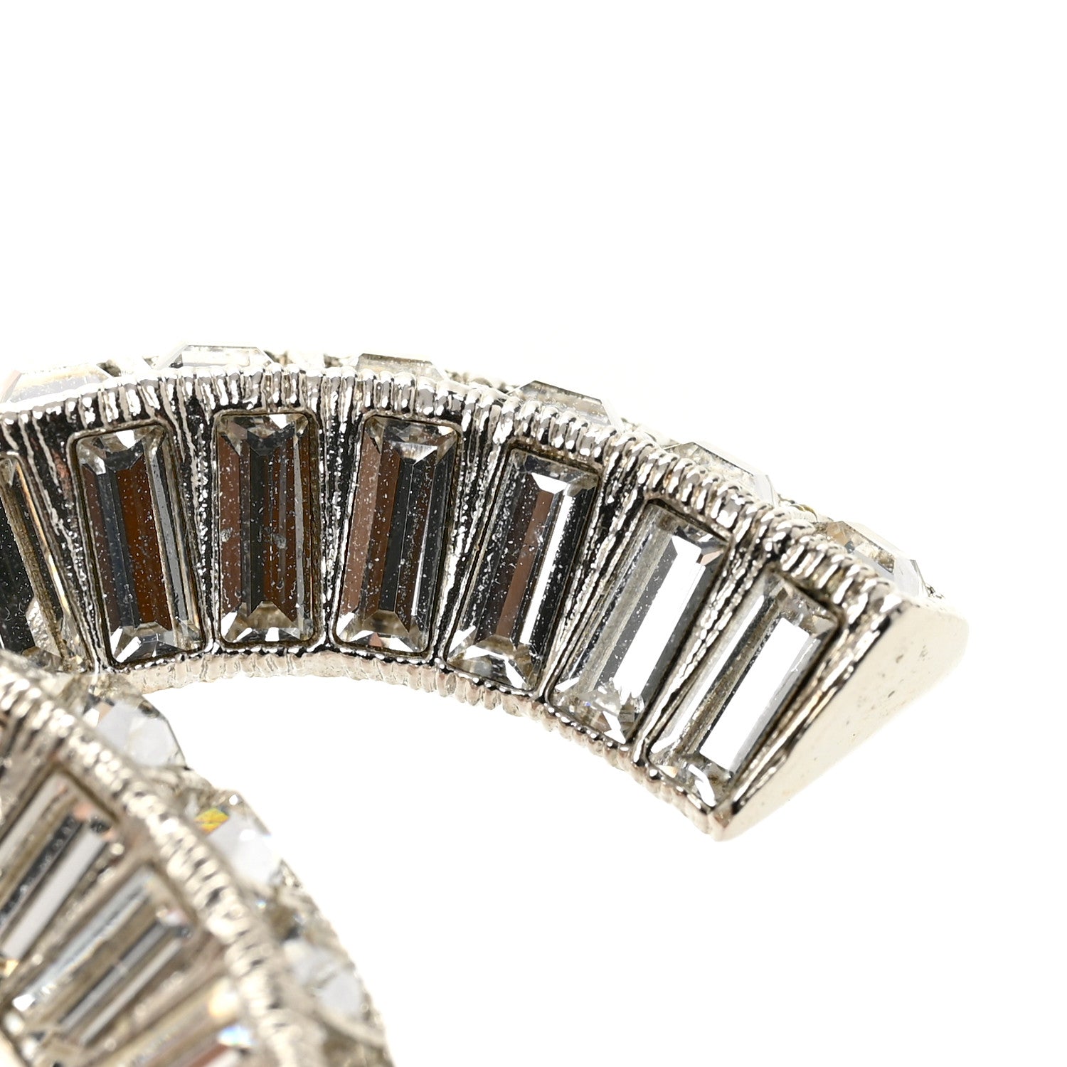 Chanel Baguette Crystal CC Brooch Silver 4 of 4