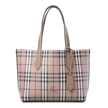 Burberry Haymarket Check Small Reversible Tote Mid Camel 2 of 15