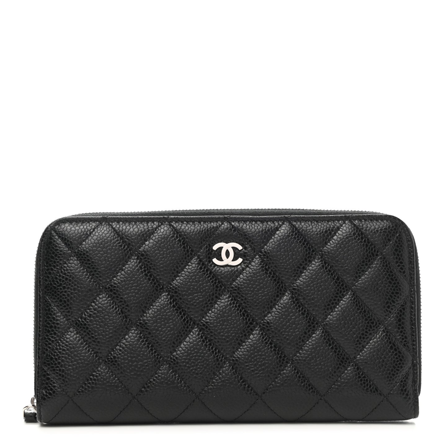Caviar Quilted Large Gusset Zip Around Wallet Black