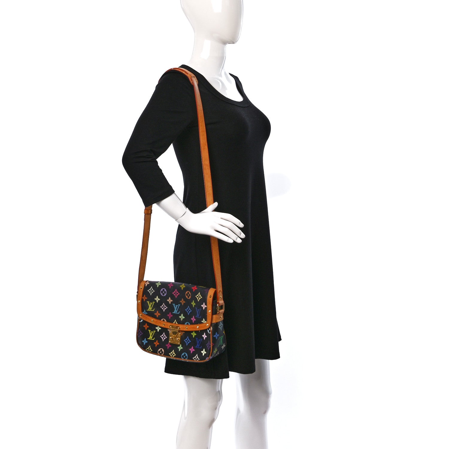 Louis Vuitton Monogram Multicolor Sologne Black 2 of 9