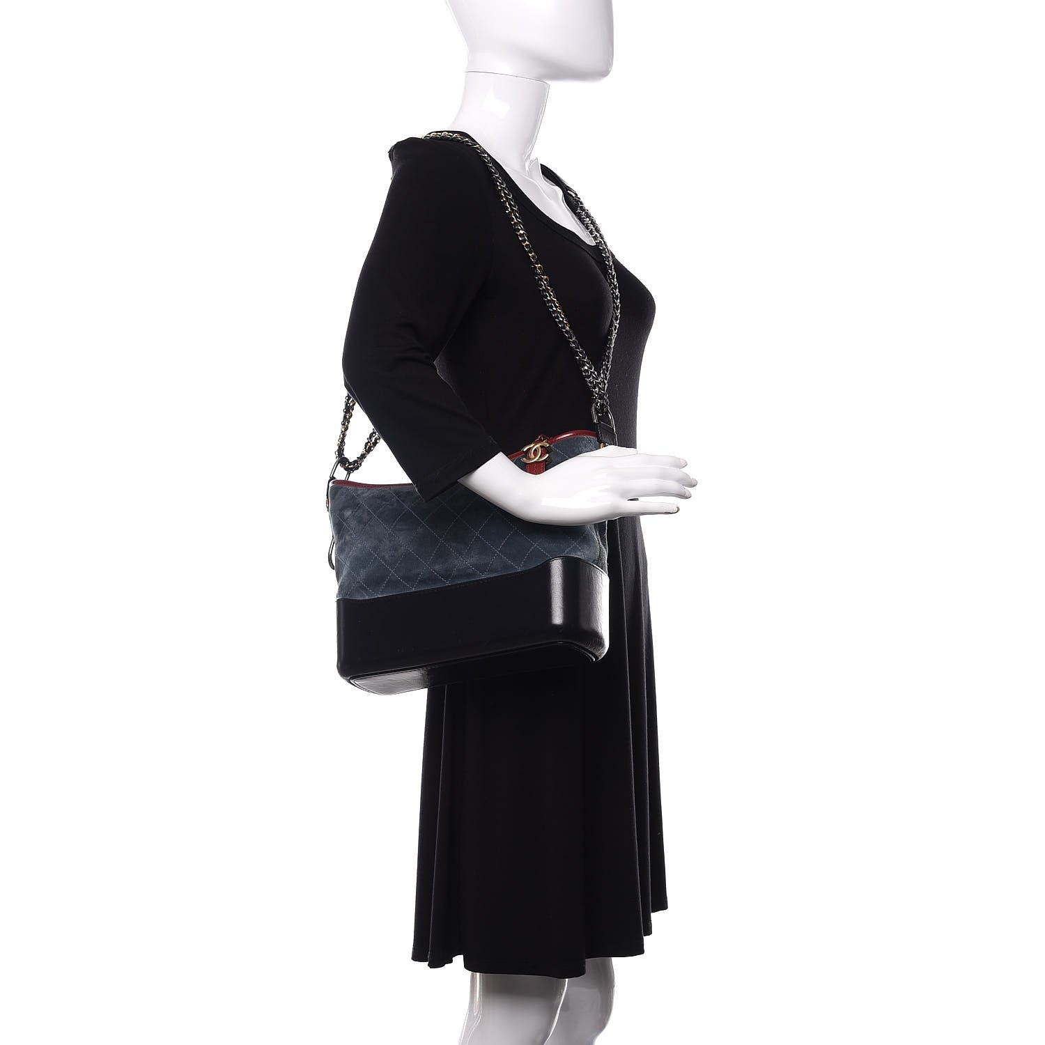 Chanel Suede Calfskin Quilted Medium Gabrielle Hobo Blue 2 of 10