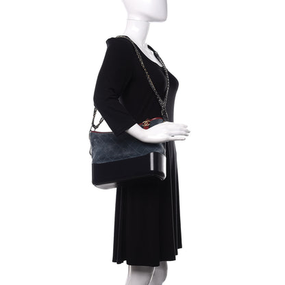 Chanel Suede Calfskin Quilted Medium Gabrielle Hobo Blue 2 of 10
