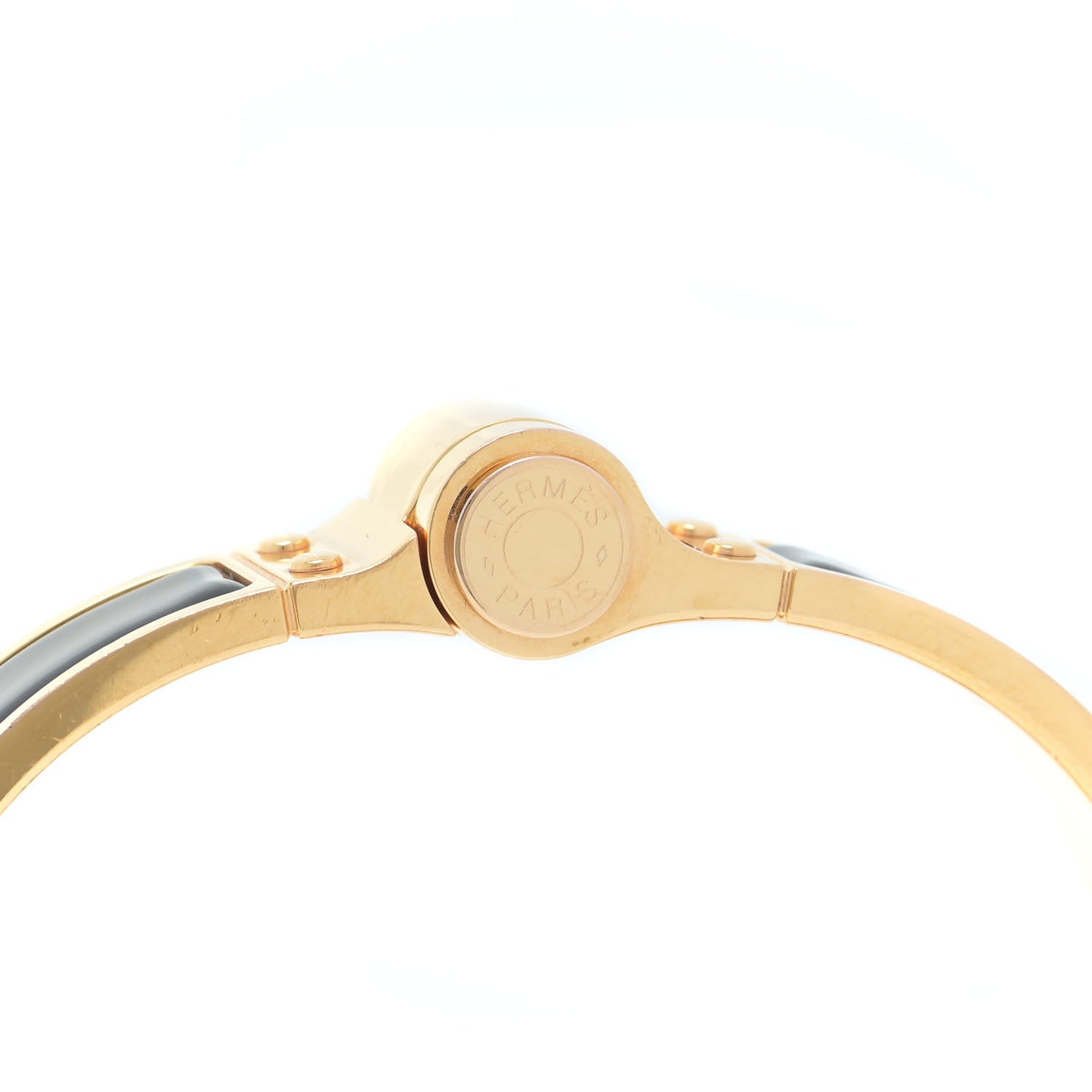 Enamel Charniere Uni Narrow Hinged Bracelet S Black