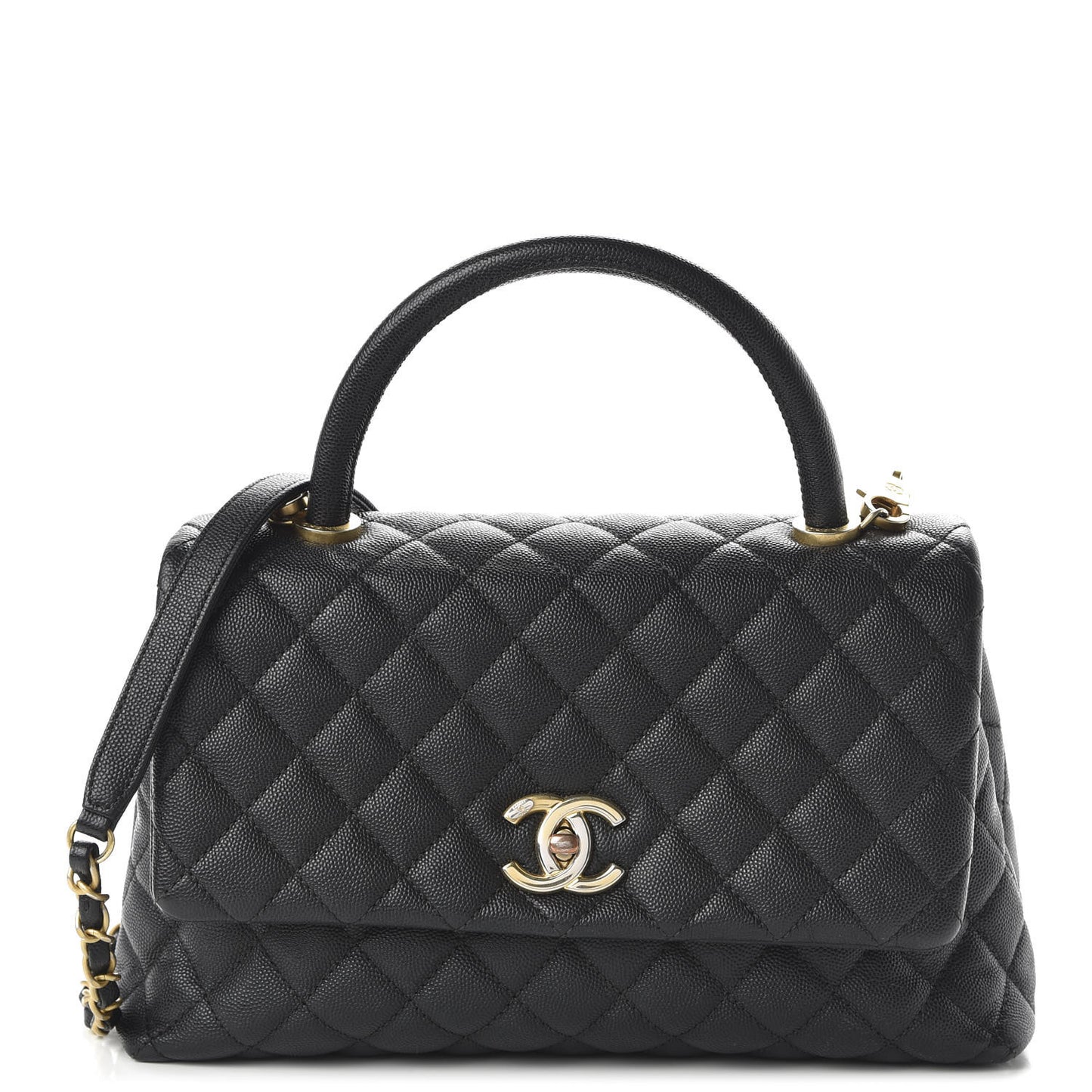 Caviar Quilted Small Coco Handle Flap Black