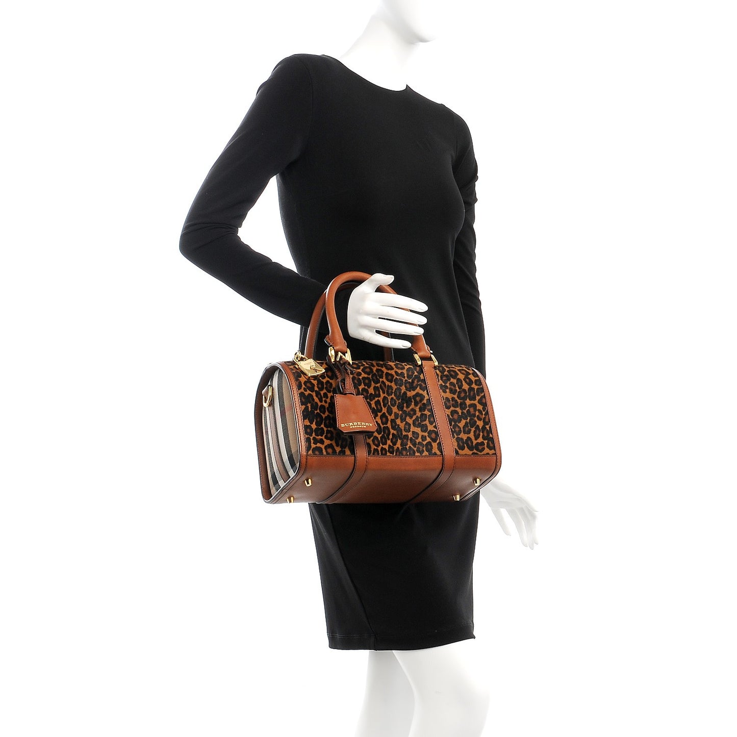 Leopard Ponyskin House Check Calfskin Boston Tan